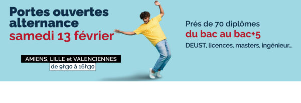 Prochaines Portes Ouvertes Alternance de nos centres, le samedi 13 février 2027 à AMIENS, LILLE et VALENCIENNES